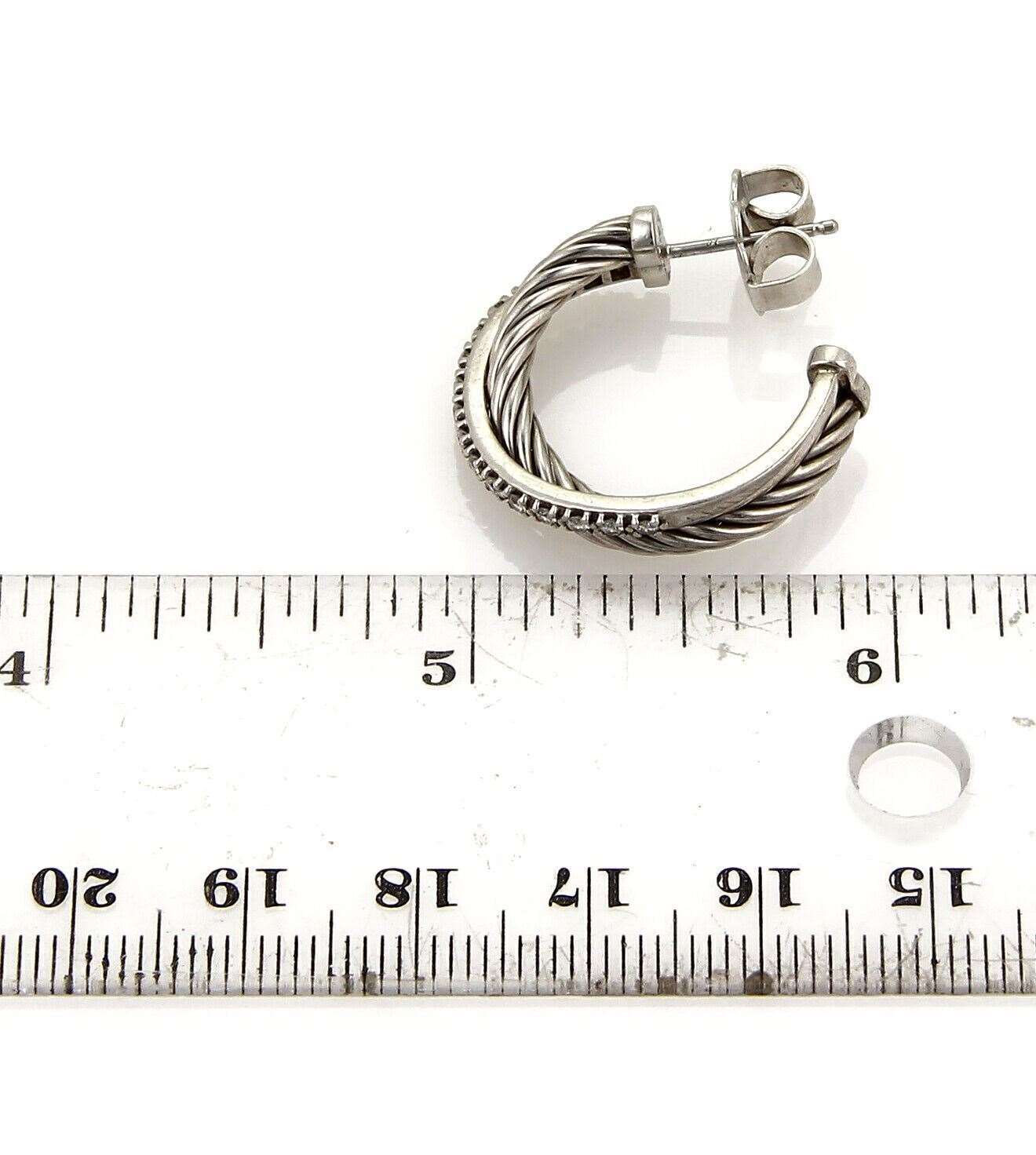 David Yurman Diamond Ice Crossover Sterling Silver Hoop Earrings