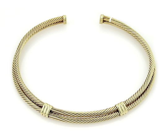 David Yurman Classic Double Cable Wire 14k Yellow Gold Choker Necklace