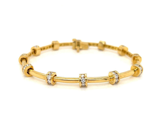 Charles Krypell Diamond 18k Yellow Gold Flex Link Bracelet