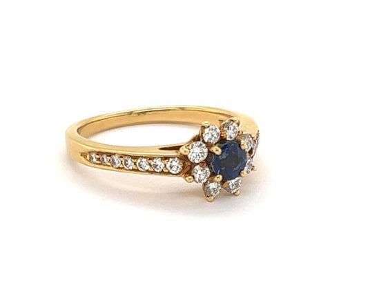 Tiffany & Co. Diamond Sapphire 18k Yellow Gold Ring - Size 6.5