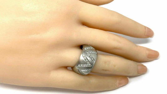 Damiani Diamonds 18k White Gold Wide Dome Band Ring - Size 7