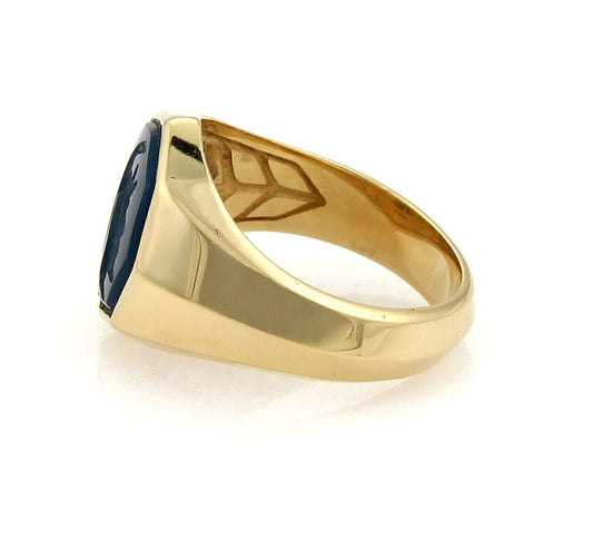 David Yurman Agate Intaglio 18k Yellow Gold Octagon Shape Ring - Size 10.5