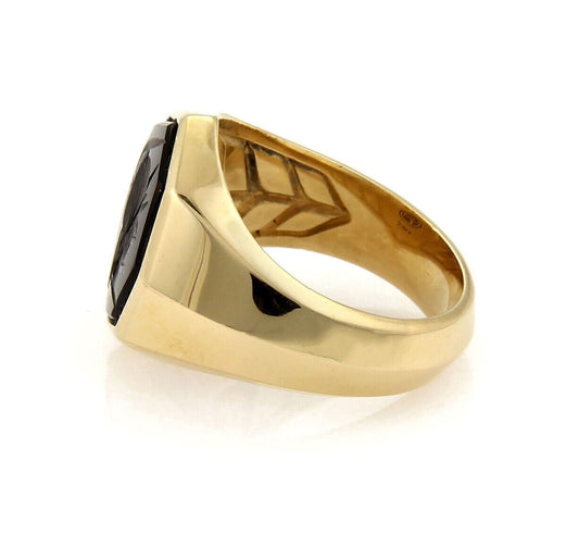 David Yurman Onyx Intaglio 18k Yellow Gold Octagon Ring - Size 8