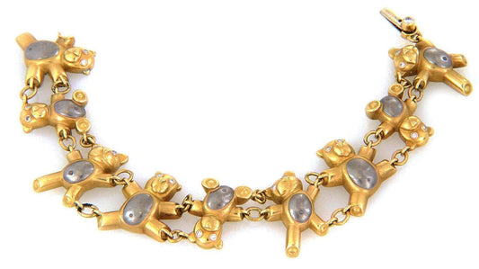 Teddy Bear Diamond 18k Multi Tone Gold Link Bracelet