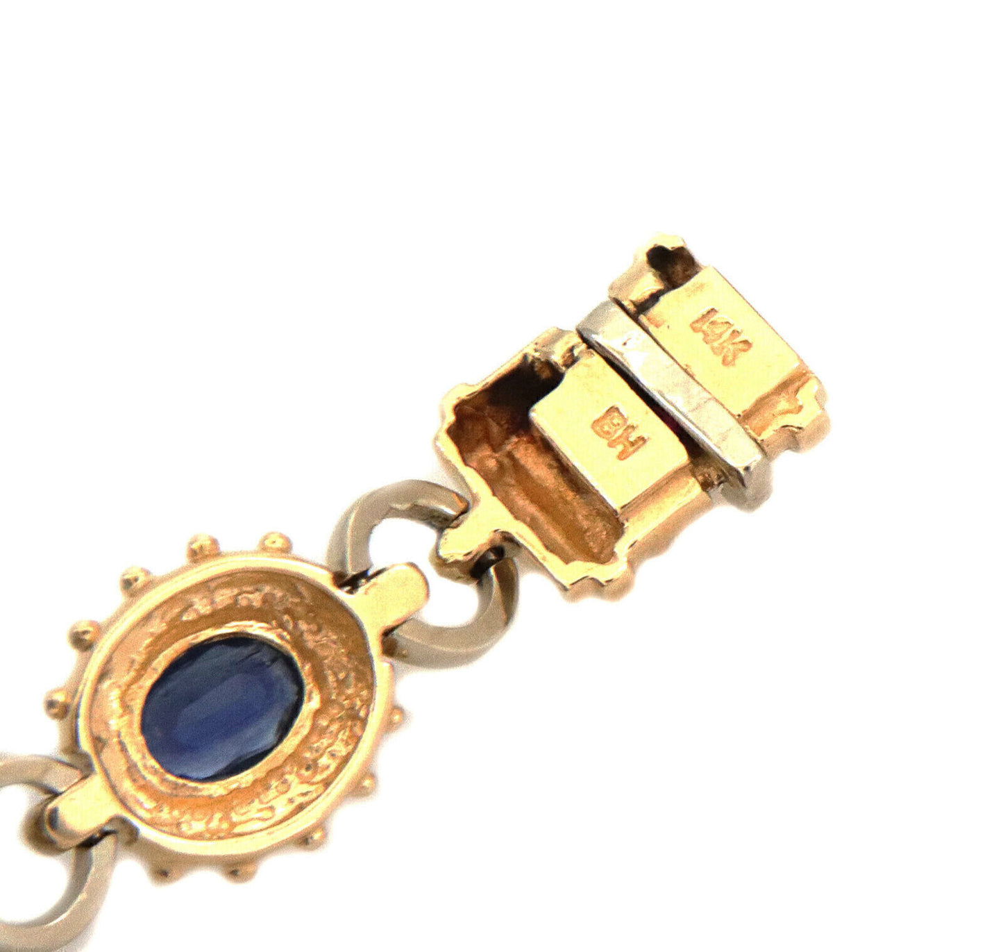 Sapphire & Ruby 14k Yellow Gold Bar Link Bracelet