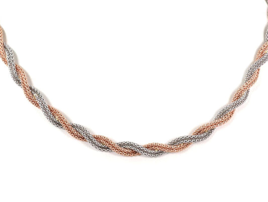 Twisted Bead 14k Rose & White Gold Necklace