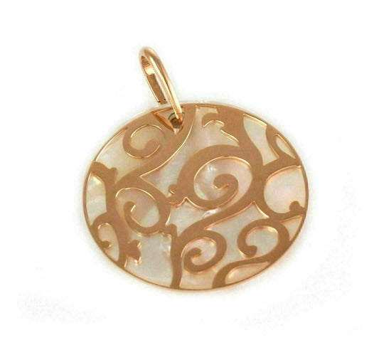 Mattioli Siriana MOP 18k Rose Gold Lattice & Gem Round Charm Pendant