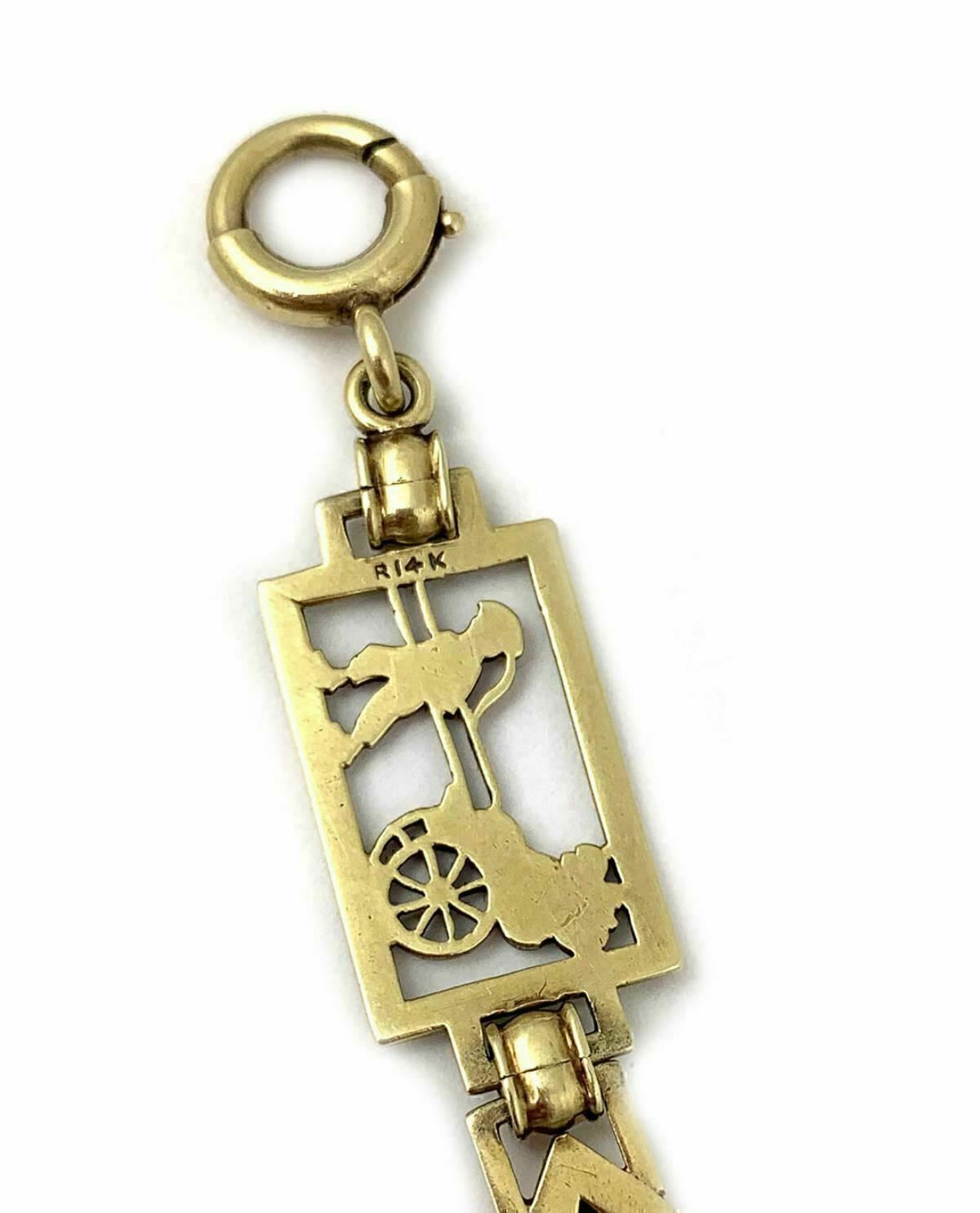 Jade & Multi-Color Enamel 14k Gold Open Link Bracelet