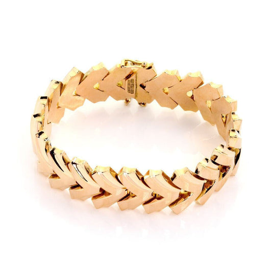 Retro Wide Fancy Flex 18k Rose Gold Link Bracelet