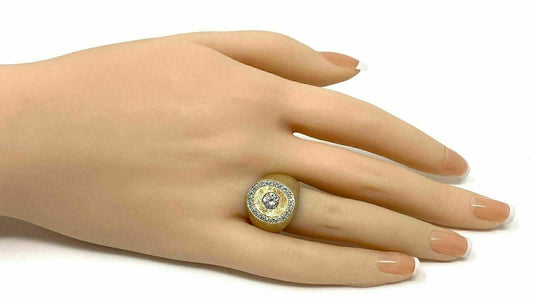 Diamond Yellow Gold Textured 14k Oval Top Ring - Size 6