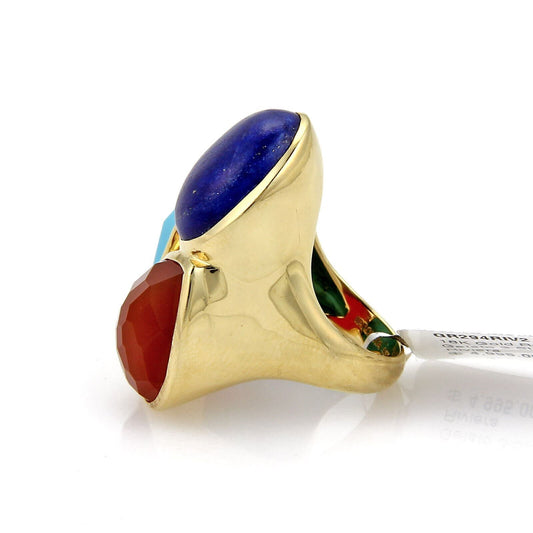 Ippolita Rock Candy Gelato Multicolor 3 Stone 18k Yellow Gold Large Ring - Size 7