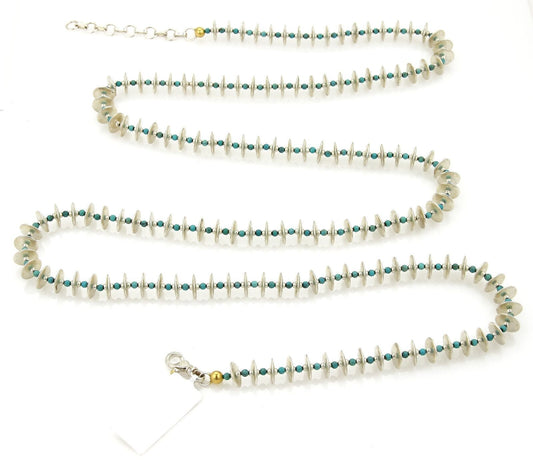 Gurhan Turquoise Beads & Discs Sterling & 24k Overlay Gold Necklace