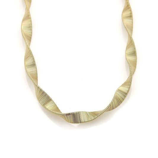 Wide Fancy Twisted 14k Yellow Gold Necklace