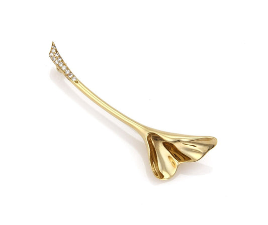 Tiffany & Co. Diamond Ginkgo Lilly 18k Yellow Gold Floral Brooch Pin