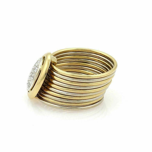 Damiani Diamond 18k Two Tone Gold Ten Stack Wire Band Ring - Size 6