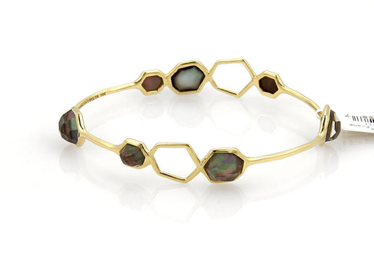 Ippolita Rock Candy Black Shell 7 Stone 18k Yellow Gold Bangle Bracelet