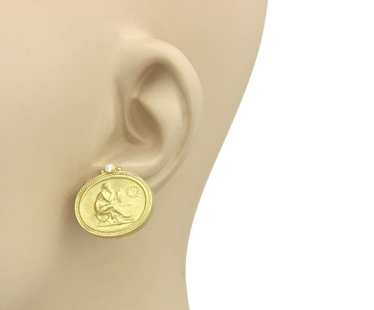 SeidenGang Diamond 18k Yellow Gold Muse Post Clip Earrings