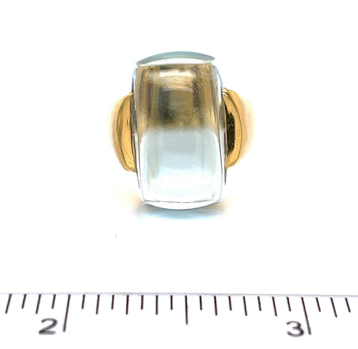 H. Stern Blue Topaz 18k Yellow Gold Rectangle Shape Ring - Size 8