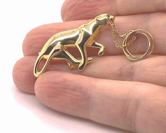 Cartier Panther Trinity 18k Tri-Color Gold Dangle Charm Pin Brooch