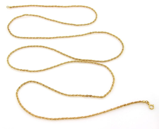 Twisted Mesh Design 18k Yellow Gold Necklace 52" Long