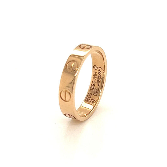 Cartier Mini Love 18k Rose Gold Wedding Band Ring w/Cert - Size 4.5