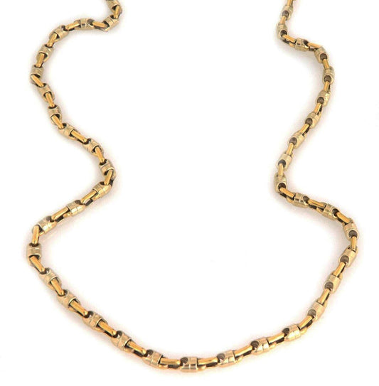 Barrel Link 18k Multi Tone Gold Long Chain 23.5"