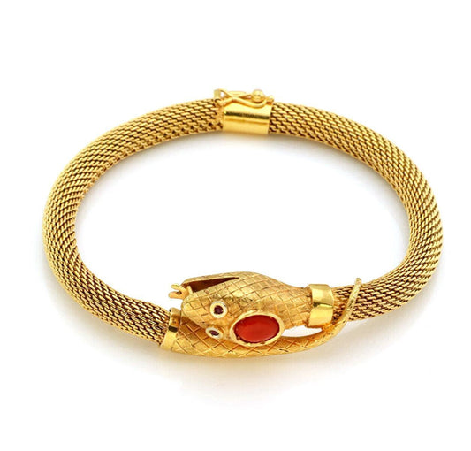 Coral Snake Mesh 18k Yellow Gold Tube Flex Bracelet