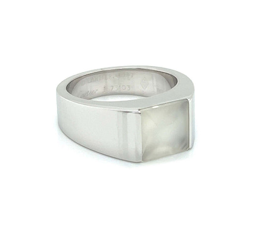 Cartier Tank Moonstone 18k White Gold Band Ring - Size 6.5