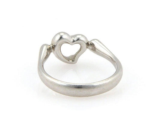 Tiffany & Co. Elsa Peretti Platinum Diamond Open Heart Ring Size 5
