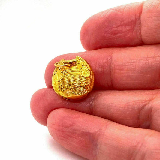 Textured Design 24k Gold Purse Charm Pendant