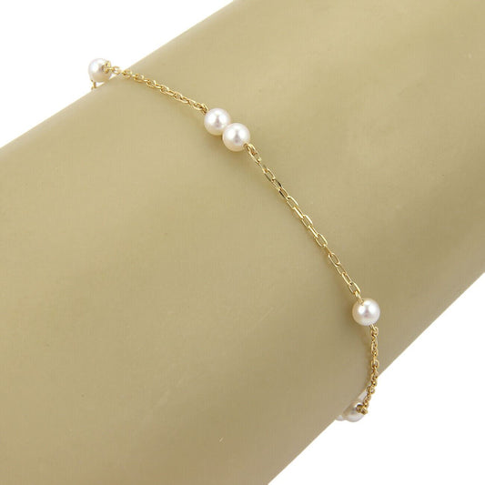 Mikimoto Akoya 3.5mm Pearls Chain Link 14k Yellow Gold Bracelet