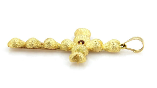 Garnet Textured 18K Gold Heart Charm Pendant with 14k Gold Bail