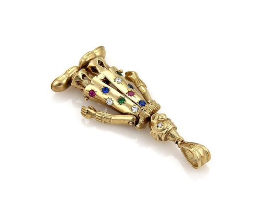 Diamond & Gems 9k Yellow Gold Animated Large Clown Charm Pendant
