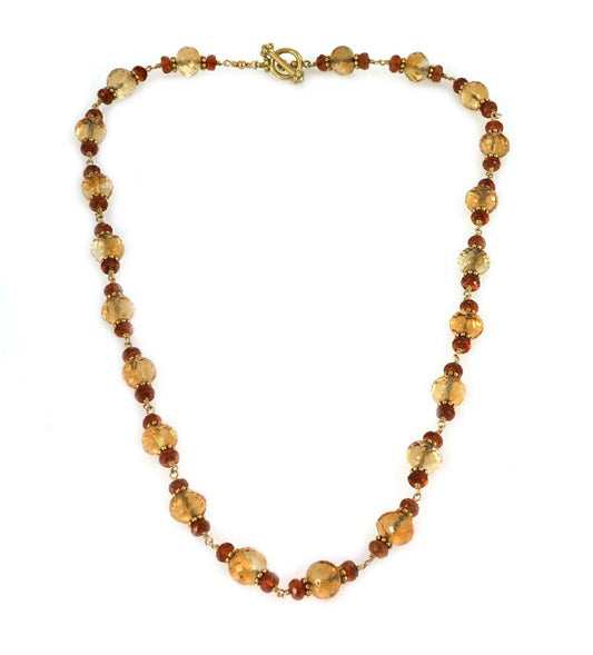 Full Circle Citrine 18k Yellow Gold Beaded Necklace