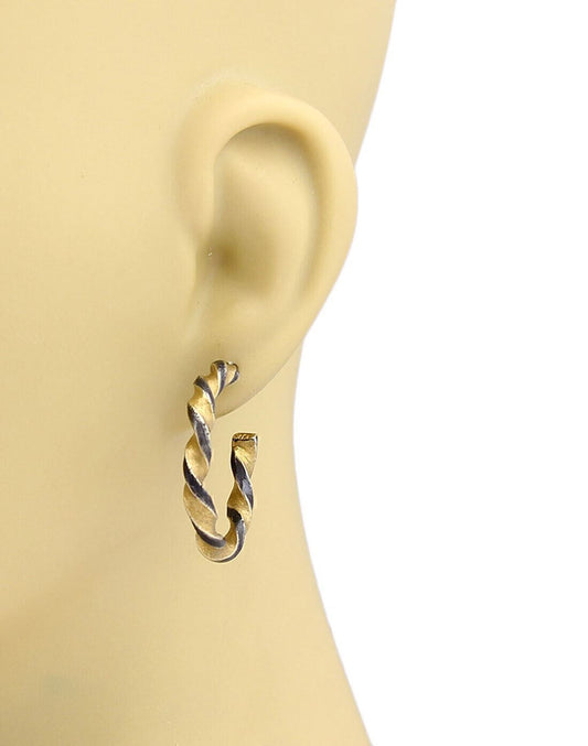 Gurhan Midnight Sterling & 24k Gold Twisted Hoop Earrings