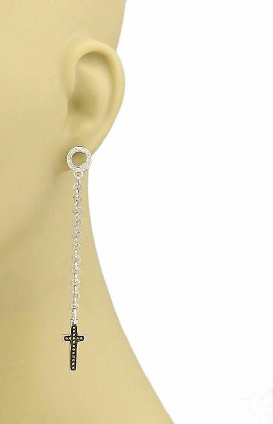 Pianegonda Citrine Sterling Silver Cross & Chain Long Drop Dangle Earrings