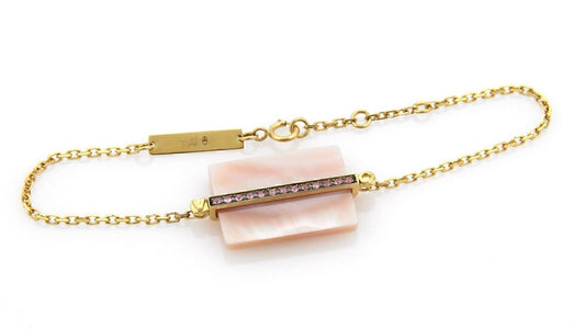 Victoria Casal Pink Sapphire & Pink Mother of Pearl 18k Yellow Gold Bracelet