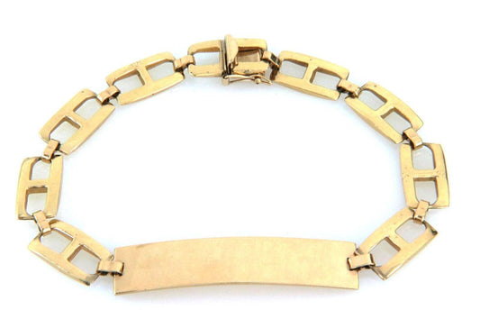 ID Bar 14k Yellow Gold Chain Link Bracelet
