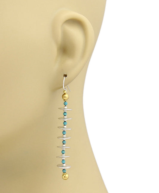 Gurhan Galapagos Turquoise Sterling Silver 24k Layered Gold Dangle Earrings