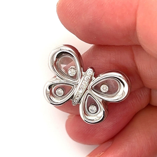 Chopard Happy Diamond 18k White Gold Butterfly Ring w/Cert - Size 6