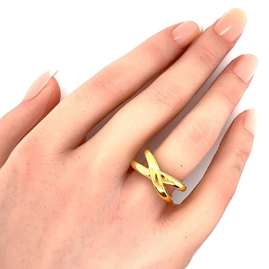 Tiffany & Co. 18k Yellow Gold Double X Crossover Band Ring - Size 5