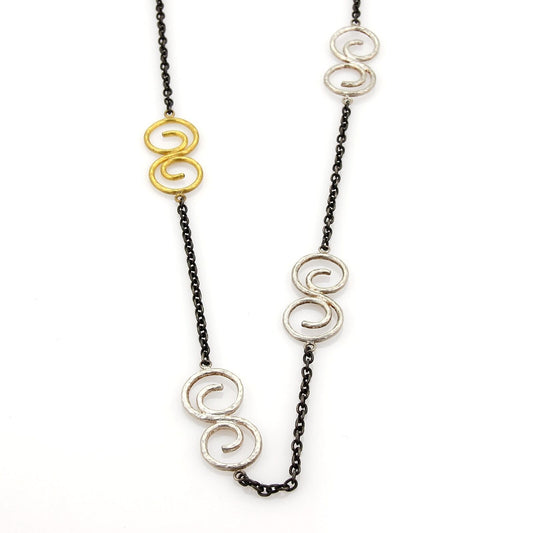 Gurhan Vortex 24k Gold Accent & Sterling Silver Spiral Chain Necklace 41" Long