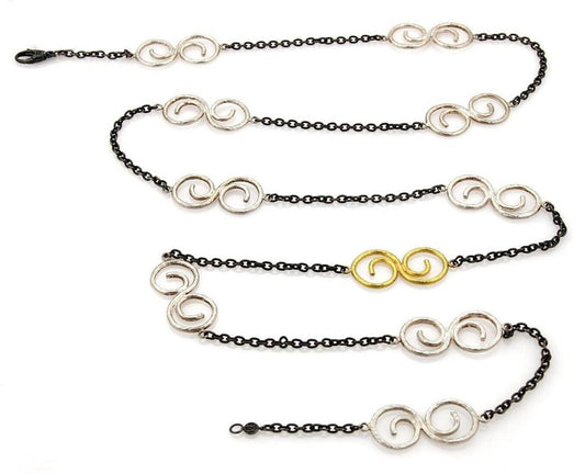 Gurhan Vortex Sterling Silver & 24k Gold Accent Spiral Link Chain Necklace