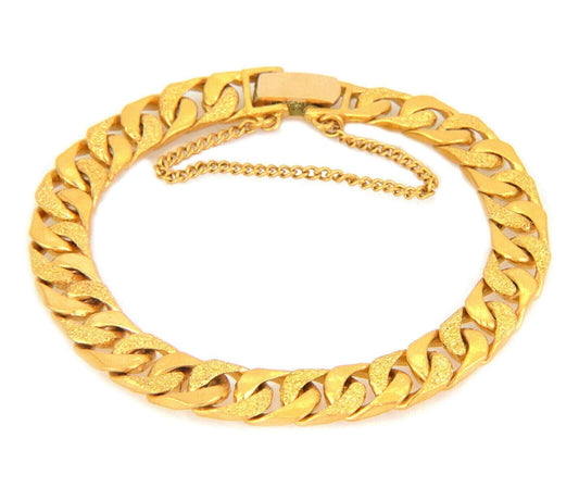 Cuban Link 24k Gold Chain Bracelet with 18k Gold Clasp