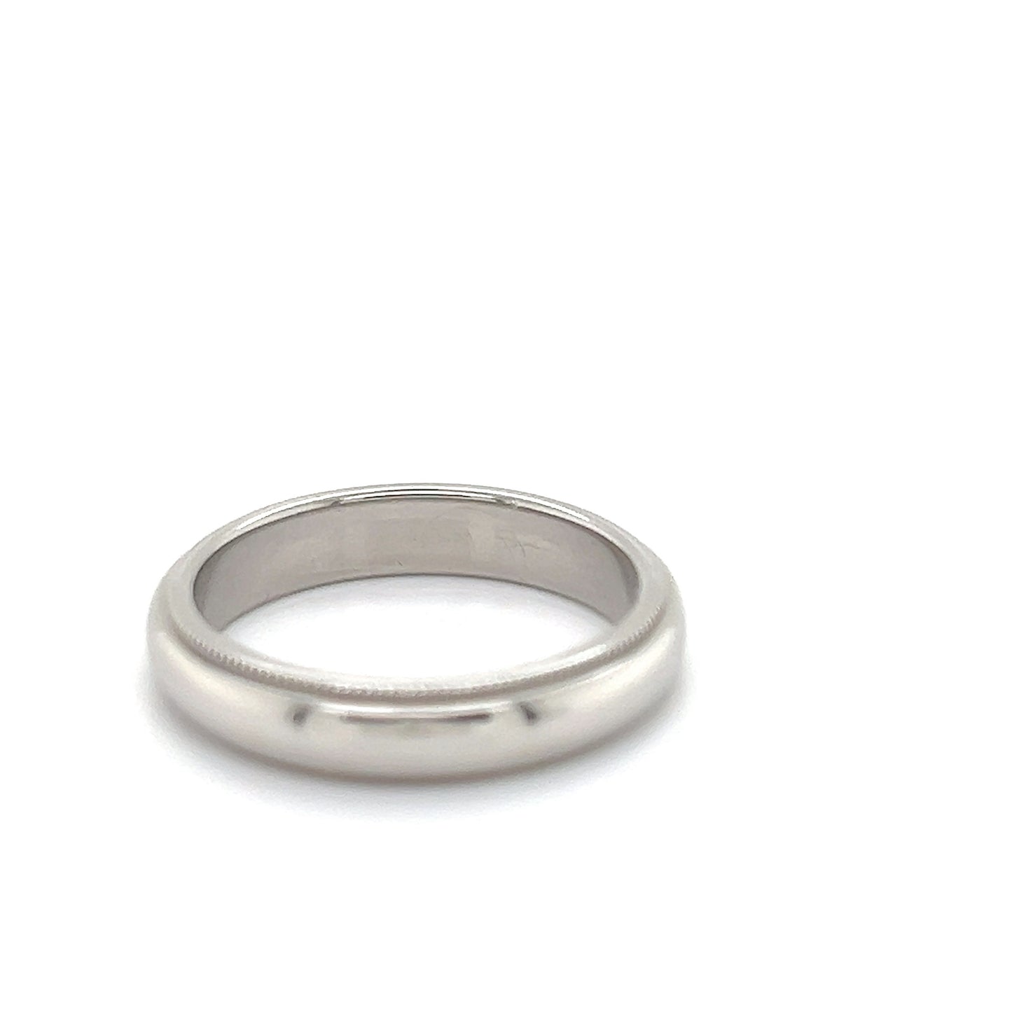 Tiffany & Co. Platinum 4mm Wide Double Milgrain Wedding Band Ring - Size 7
