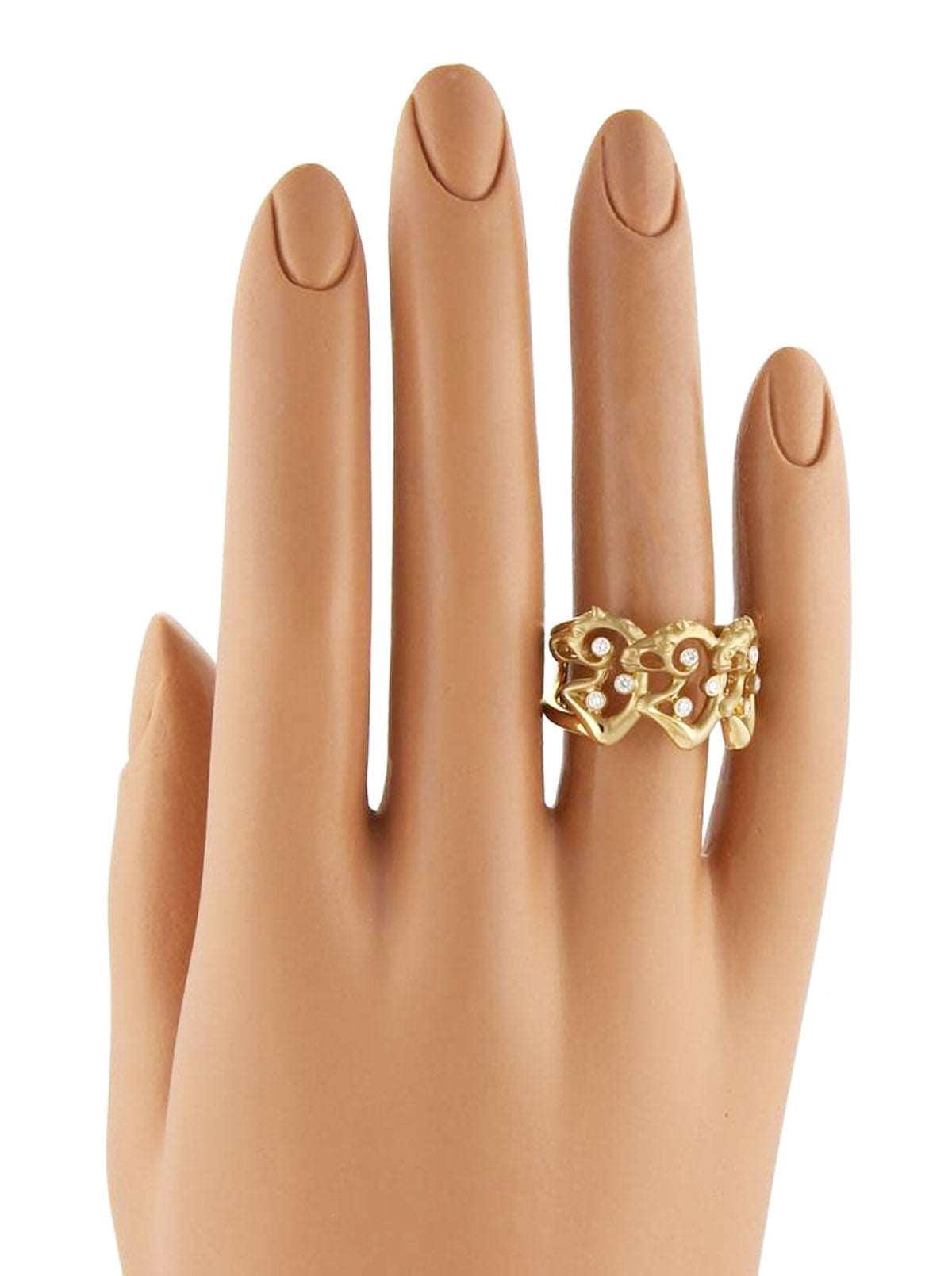 Carrera y Carrera Diamond 18k Yellow Gold 3 Horse Open Wide Band Ring