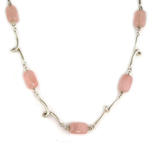 Tiffany & Co. Pink Quartz Sterling Silver Bead Necklace