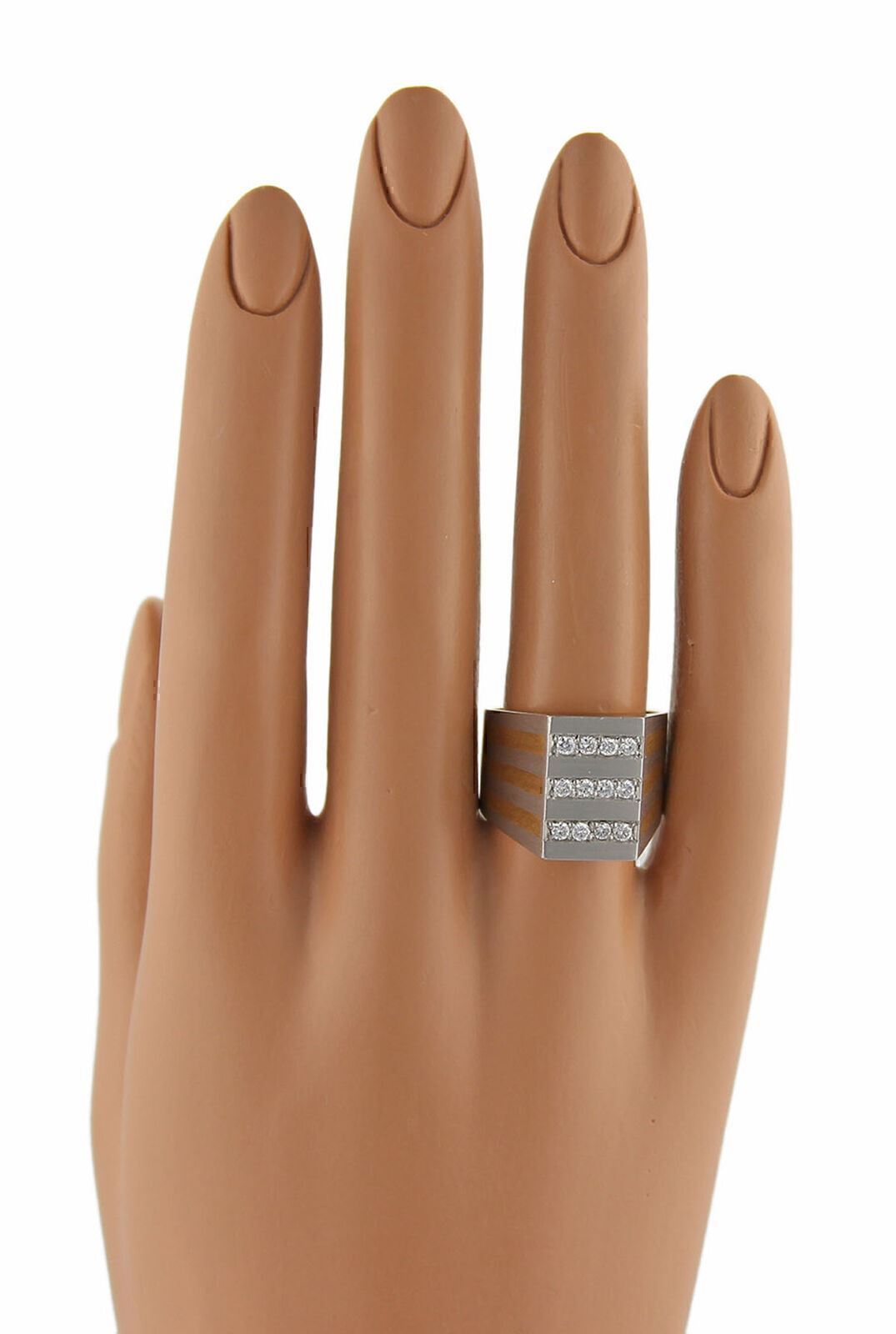 H. Stern Diamonds Platinum & 18k Yellow Gold Rectangular Ring - Size 7.25