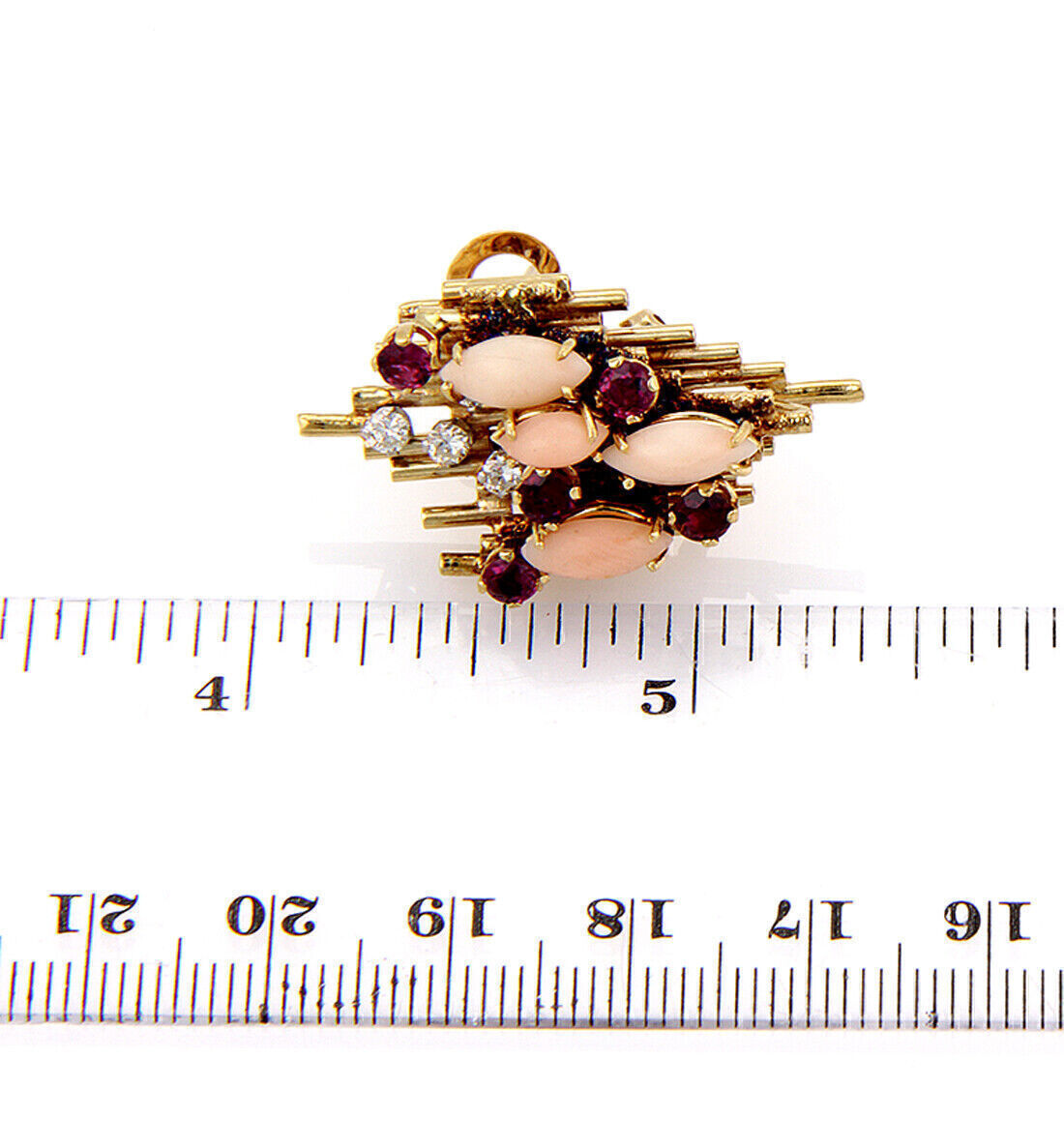 George Weil Diamond & Gems 18k Yellow Gold Platinum Post Clip Earrings