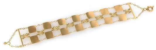 Double Row 18k Yellow Gold Square Link Bracelet